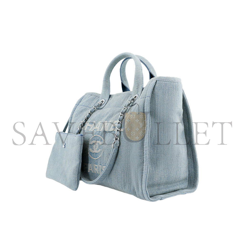 Ch*el master medium denim 23s shopping bag light blue as3351 (33*27*15cm)